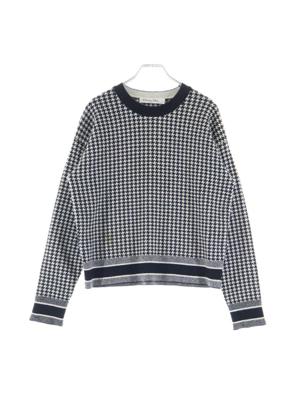 Dior Houndstooth Cashmere Knit Sweater Pattern White Black